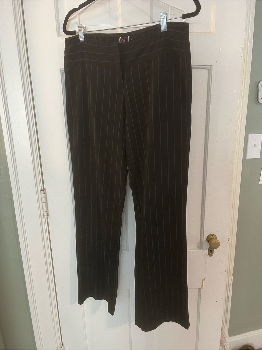 Black Pinstripe Wide-Leg Pants